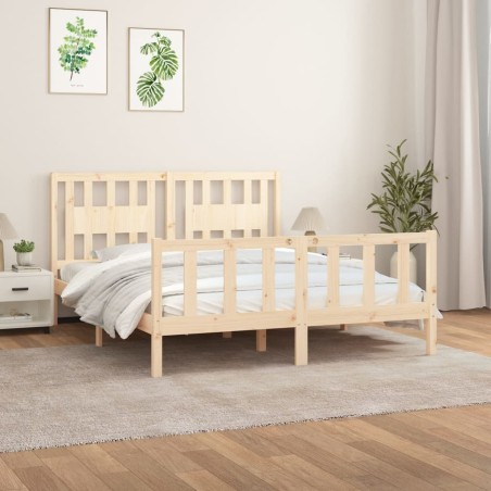 vidaXL Estructura de cama con cabecero madera maciza pino 160x200 cm