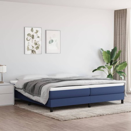 vidaXL Cama box spring con colchón tela azul 200x200 cm
