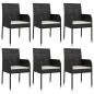 vidaXL Set de comedor de jardín 7 pzas y cojines ratán sintético negro vidaXL Set de comedor de jardín 7 pzas y cojines ratán sintético negro