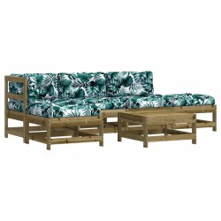 vidaXL Juego de muebles jardín 6 pzas y cojines madera pino impregnada