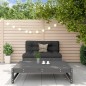 vidaXL Juego de muebles de jardín 2 pzas y cojines madera maciza gris vidaXL Juego de muebles de jardín 2 pzas y cojines madera maciza gris