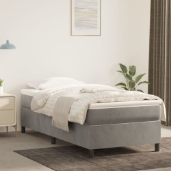 vidaXL Cama box spring con colchón terciopelo gris claro 90x190 cm