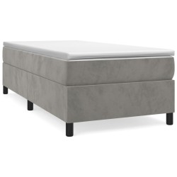 vidaXL Cama box spring con colchón terciopelo gris claro 90x190 cm