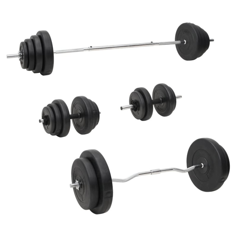 vidaXL Juego de barras y mancuernas con discos 120 kg vidaXL Juego de barras y mancuernas con discos 120 kg
