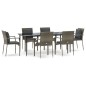 vidaXL Set comedor jardín 7 pzas y cojines ratán sintético negro gris vidaXL Set comedor jardín 7 pzas y cojines ratán sintético negro gris