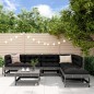 vidaXL Juego de muebles de jardín 7 pzas y cojines madera maciza gris