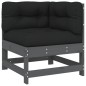 vidaXL Juego de muebles de jardín 7 pzas y cojines madera maciza gris
