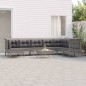vidaXL Set de muebles de jardín 9 pzas y cojines ratán sintético gris vidaXL Set de muebles de jardín 9 pzas y cojines ratán sintético gris