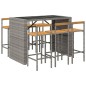 vidaXL Mesa bar y taburetes jardín 7 pzas madera acacia ratán PE gris vidaXL Mesa bar y taburetes jardín 7 pzas madera acacia ratán PE gris