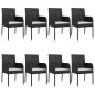 vidaXL Set de comedor de jardín 9 pzas y cojines ratán sintético negro