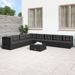 vidaXL Set de muebles de jardín 8 pzas y cojines ratán sintético negro