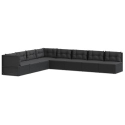 vidaXL Set de muebles de jardín 8 pzas y cojines ratán sintético negro