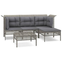 vidaXL Set de muebles de jardín 5 pzas y cojines ratán sintético gris