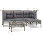 vidaXL Set de muebles de jardín 5 pzas y cojines ratán sintético gris vidaXL Set de muebles de jardín 5 pzas y cojines ratán sintético gris
