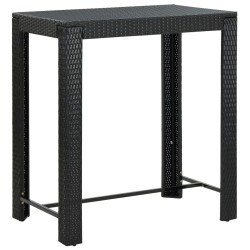 vidaXL Mesa alta para jardín ratán sintético negro 100x60,5x110,5 cm