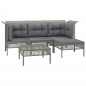 vidaXL Set de muebles de jardín 5 pzas y cojines ratán sintético gris vidaXL Set de muebles de jardín 5 pzas y cojines ratán sintético gris