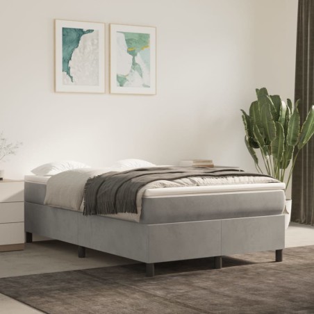 vidaXL Cama box spring con colchón terciopelo gris claro 120x200 cm