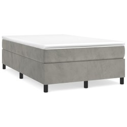 vidaXL Cama box spring con colchón terciopelo gris claro 120x200 cm