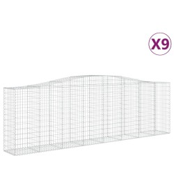 vidaXL Cestas de gaviones 9 uds forma de arco hierro 400x50x120/140 cm
