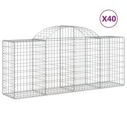 vidaXL Cestas de gaviones 40 uds forma de arco hierro 200x50x80/100 cm