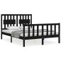 vidaXL Estructura de cama con cabecero madera maciza negro 120x200 cm vidaXL Estructura de cama con cabecero madera maciza negro 120x200 cm