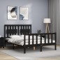 vidaXL Estructura de cama con cabecero madera maciza negro 120x200 cm vidaXL Estructura de cama con cabecero madera maciza negro 120x200 cm