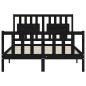 vidaXL Estructura de cama con cabecero madera maciza negro 120x200 cm vidaXL Estructura de cama con cabecero madera maciza negro 120x200 cm