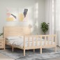 vidaXL Estructura de cama de matrimonio con cabecero madera maciza