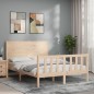 vidaXL Estructura de cama de matrimonio con cabecero madera maciza