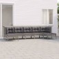 vidaXL Set de muebles de jardín 7 pzas y cojines ratán sintético gris vidaXL Set de muebles de jardín 7 pzas y cojines ratán sintético gris