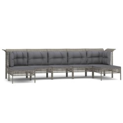 vidaXL Set de muebles de jardín 7 pzas y cojines ratán sintético gris