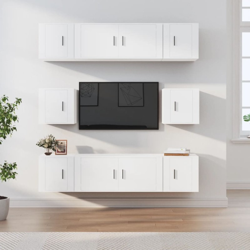 vidaXL Set de muebles para TV 8 piezas madera contrachapada blanco