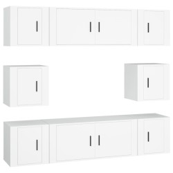vidaXL Set de muebles para TV 8 piezas madera contrachapada blanco