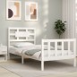vidaXL Estructura de cama con cabecero madera maciza blanco vidaXL Estructura de cama con cabecero madera maciza blanco