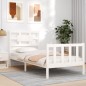 vidaXL Estructura de cama con cabecero madera maciza blanco vidaXL Estructura de cama con cabecero madera maciza blanco