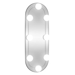 vidaXL Espejo de pared ovalado con luces LED vidrio 15x40 cm