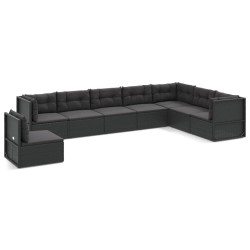vidaXL Set de muebles de jardín 8 pzas y cojines ratán sintético negro
