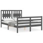 vidaXL Estructura de cama con cabecero madera maciza gris 140x190 cm vidaXL Estructura de cama con cabecero madera maciza gris 140x190 cm