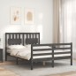 vidaXL Estructura de cama con cabecero madera maciza gris 140x190 cm vidaXL Estructura de cama con cabecero madera maciza gris 140x190 cm