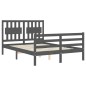vidaXL Estructura de cama con cabecero madera maciza gris 140x190 cm vidaXL Estructura de cama con cabecero madera maciza gris 140x190 cm