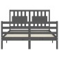 vidaXL Estructura de cama con cabecero madera maciza gris 140x190 cm vidaXL Estructura de cama con cabecero madera maciza gris 140x190 cm