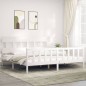 vidaXL Estructura cama de matrimonio con cabecero madera maciza blanco