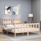 vidaXL Estructura de cama de matrimonio con cabecero madera maciza