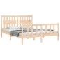 vidaXL Estructura de cama de matrimonio con cabecero madera maciza