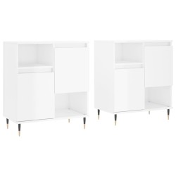 vidaXL Aparadores 2 uds madera contrachapada blanco brillo