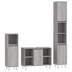 vidaXL Set de muebles de baño 3 pzas madera contrachapada gris sonoma