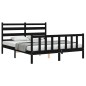 vidaXL Estructura de cama con cabecero madera maciza negro 160x200 cm vidaXL Estructura de cama con cabecero madera maciza negro 160x200 cm