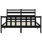 vidaXL Estructura de cama con cabecero madera maciza negro 160x200 cm vidaXL Estructura de cama con cabecero madera maciza negro 160x200 cm