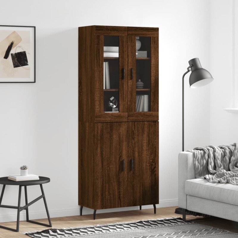 vidaXL Aparador alto madera contrachapada marrón roble 69,5x34x180 cm