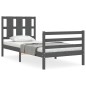 vidaXL Estructura de cama con cabecero madera maciza gris 90x200 cm vidaXL Estructura de cama con cabecero madera maciza gris 90x200 cm